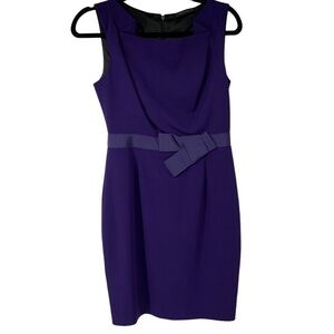 Elie Tahari Purple‎ Silk Unique Neckline Dress